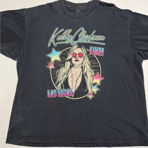 Kelly Clarkson Concert Tee Vegas, heavy black ss t-shirt, women's 2X #1446